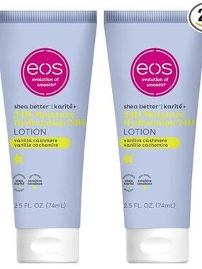 eos 24H Moisture Body Lotion- Vanilla Cashmere, 2.5 fl oz  74ml (Pack of 2)